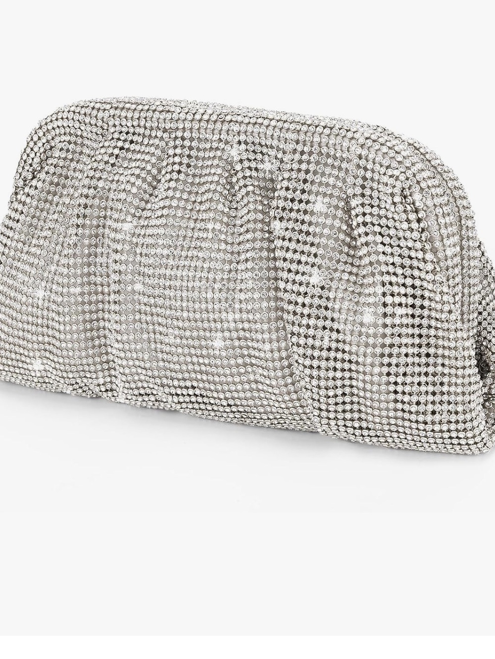 Lushandy Silver Rhinestone Dumpling Clutch Evening Bag Purse NEW